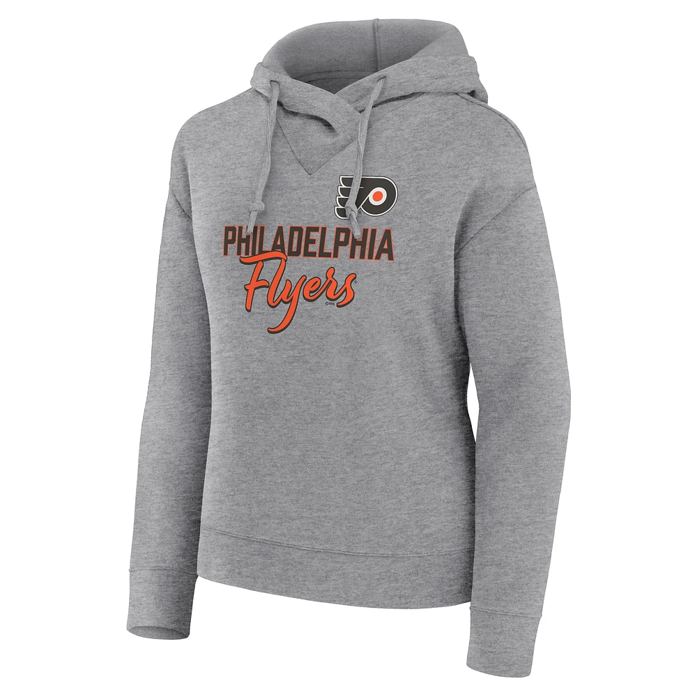 Women's Fanatics Heather Gray Philadelphia Flyers Script Favorite Pullover Hoodie