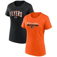 Ensemble de deux t-shirts fan Fanatics orange/noir pour femmes des Flyers Philadelphie