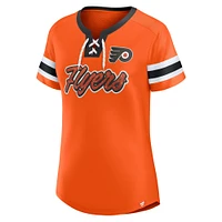 Women's Fanatics Orange Philadelphia Flyers Iconic Athena Lace-Up T-Shirt