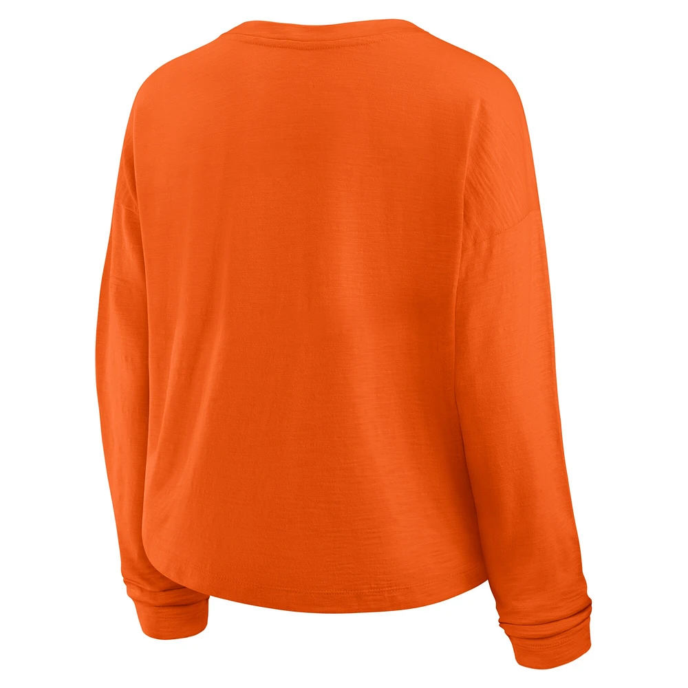Women's Fanatics Orange Philadelphia Flyers Oversized All Out Effort Long Sleeve Henley T-Shirt