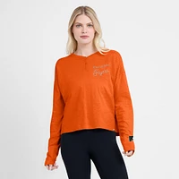 Women's Fanatics Orange Philadelphia Flyers Oversized All Out Effort Long Sleeve Henley T-Shirt