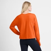 Women's Fanatics Orange Philadelphia Flyers Oversized All Out Effort Long Sleeve Henley T-Shirt