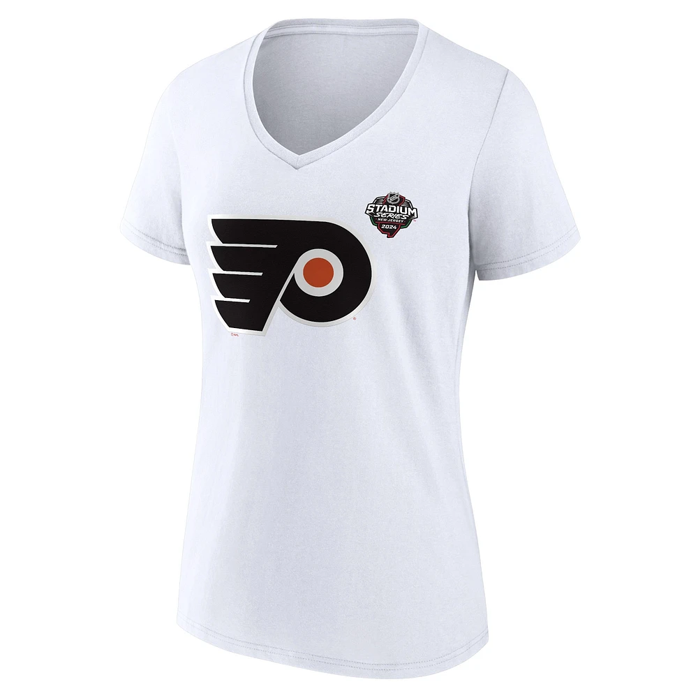 Women's Fanatics  White Philadelphia Flyers 2024 NHL Stadium Series Logo V-Neck T-shirt