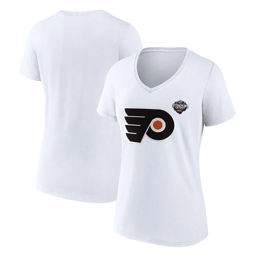 Women's Fanatics  White Philadelphia Flyers 2024 NHL Stadium Series Logo V-Neck T-shirt