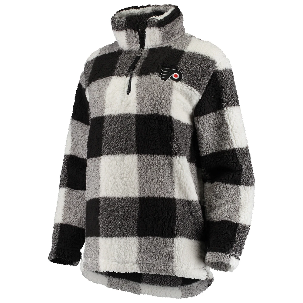 Women's G-III 4Her by Carl Banks Black/White Philadelphia Flyers Plaid Sherpa Quarter-Zip Jacket