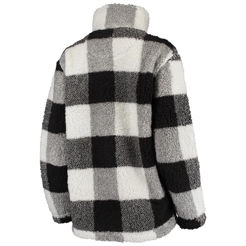 Women's G-III 4Her by Carl Banks Black/White Philadelphia Flyers Plaid Sherpa Quarter-Zip Jacket