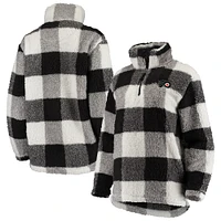 Women's G-III 4Her by Carl Banks Black/White Philadelphia Flyers Plaid Sherpa Quarter-Zip Jacket