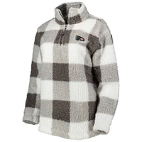 Veste G-III 4Her by Carl Banks pour femme gris/blanc Philadelphia Flyers Logo Plaid Sherpa Quarter-Zip Jacket