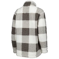 Veste G-III 4Her by Carl Banks pour femme gris/blanc Philadelphia Flyers Logo Plaid Sherpa Quarter-Zip Jacket