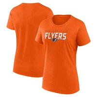 T-shirt orange à col rond pour femme des Flyers de Philadelphie