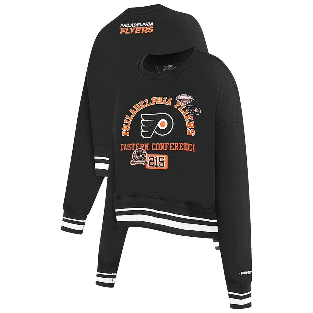 Sweat-shirt court noir Pro Standard pour femme avec code régional des Flyers de Philadelphie