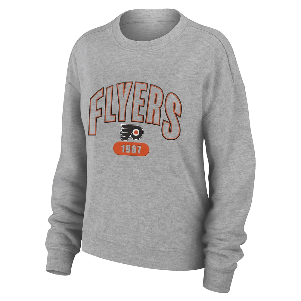 Women's WEAR by Erin Andrews Heather Gray Philadelphia Flyers Knit Long Sleeve Tri-Blend T-Shirt & Pants Sleep Set