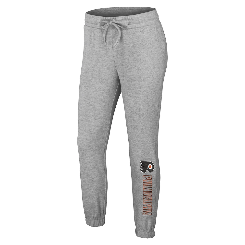 Women's WEAR by Erin Andrews Heather Gray Philadelphia Flyers Knit Long Sleeve Tri-Blend T-Shirt & Pants Sleep Set