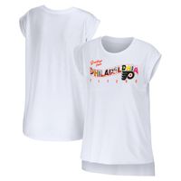 Women's WEAR by Erin Andrews White Philadelphia Flyers Greetings From Muscle T-Shirt