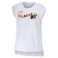 Women's WEAR by Erin Andrews White Philadelphia Flyers Greetings From Muscle T-Shirt