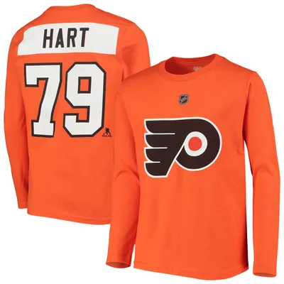 Carter Hart Philadelphia Flyers Youth Authentic Stack Long Sleeve Name & Number T-Shirt - Orange