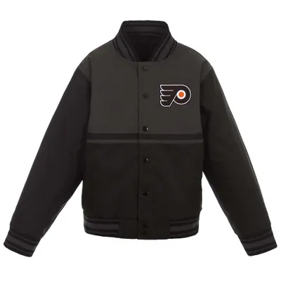 Philadelphia Flyers JH Design Youth Poly-Twill Full-Snap Jacket - Black