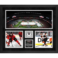 Collage de 3 photographies encadrées de la série 2024 NHL Stadium Series 20'' x 24'' des Flyers de Philadelphie contre les Devils du New Jersey avec de la glace utilisée lors du match - Édition limitée à 500 exemplaires