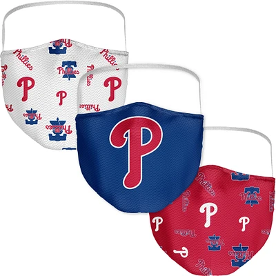 Adulte Fanatics Philadelphia Phillies All Over Logo Couvre-visage 3-Pack