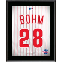 Plaque de joueur sublimée avec numéro de maillot des Philadelphia Phillies de 10,5" x 13" d'Alec Bohm