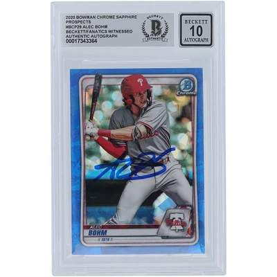 Alec Bohm Philadelphia Phillies Autographed 2020 Bowman Chrome Sapphire Prospects #BCP-29 Beckett Fanatics Witnessed Authenticated 10 Card