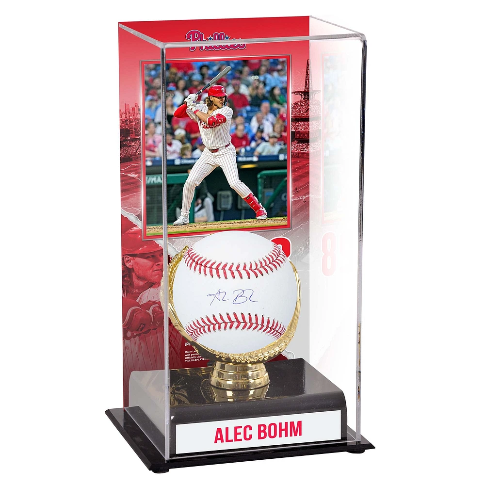 Alec Bohm Philadelphia Phillies Autographed Baseball and Sublimated Gold Glove Display Case with Image
