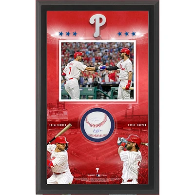 Bryce Harper & Trea Turner Philadelphia Phillies Autographed Framed Baseball with Shadowbox Collage