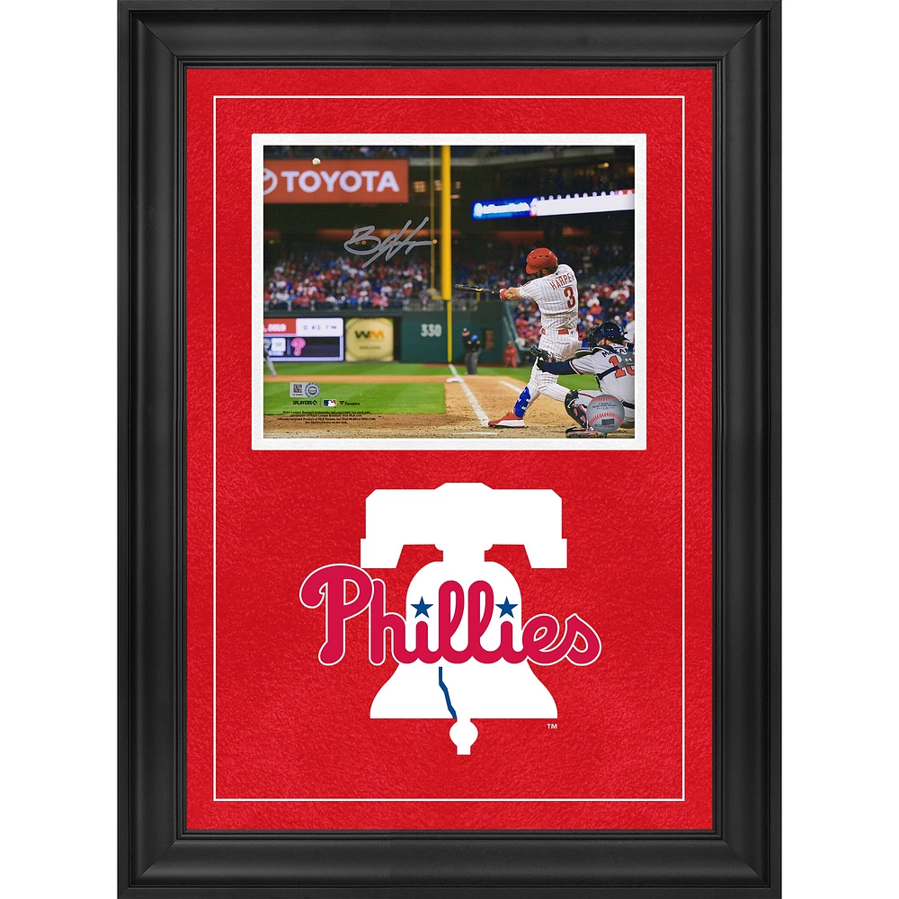 Bryce Harper Philadelphia Phillies Autographed Deluxe Framed 8" x 10" Swinging in White Jersey Horizontal Photograph