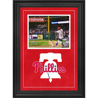 Bryce Harper Philadelphia Phillies Autographed Deluxe Framed 8" x 10" Swinging in White Jersey Horizontal Photograph