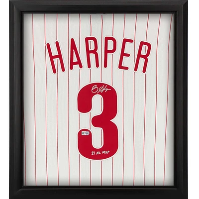 Bryce Harper Philadelphia Phillies Autographed Framed White Nike Authentic Jersey Shadowbox 