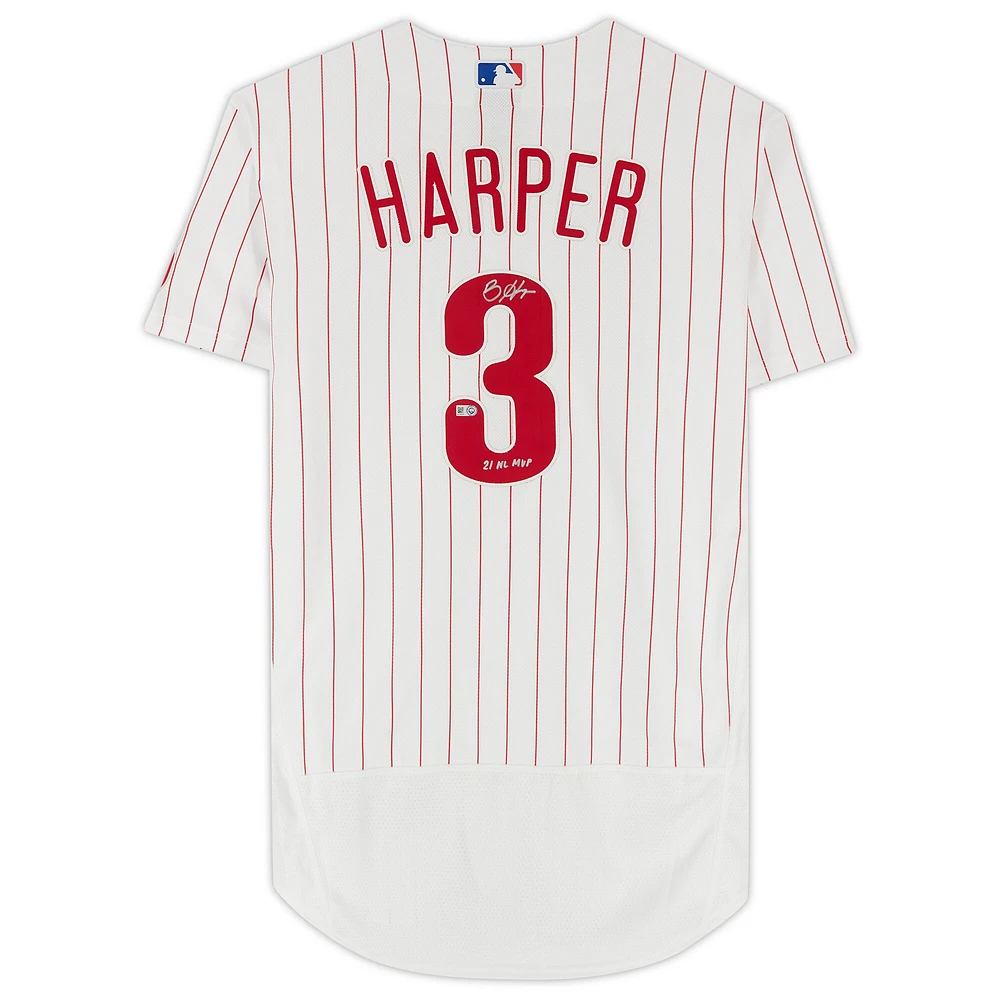 Bryce Harper White Philadelphia Phillies Autographed Nike Authentic Jersey with "21 NL MVP" Inscription