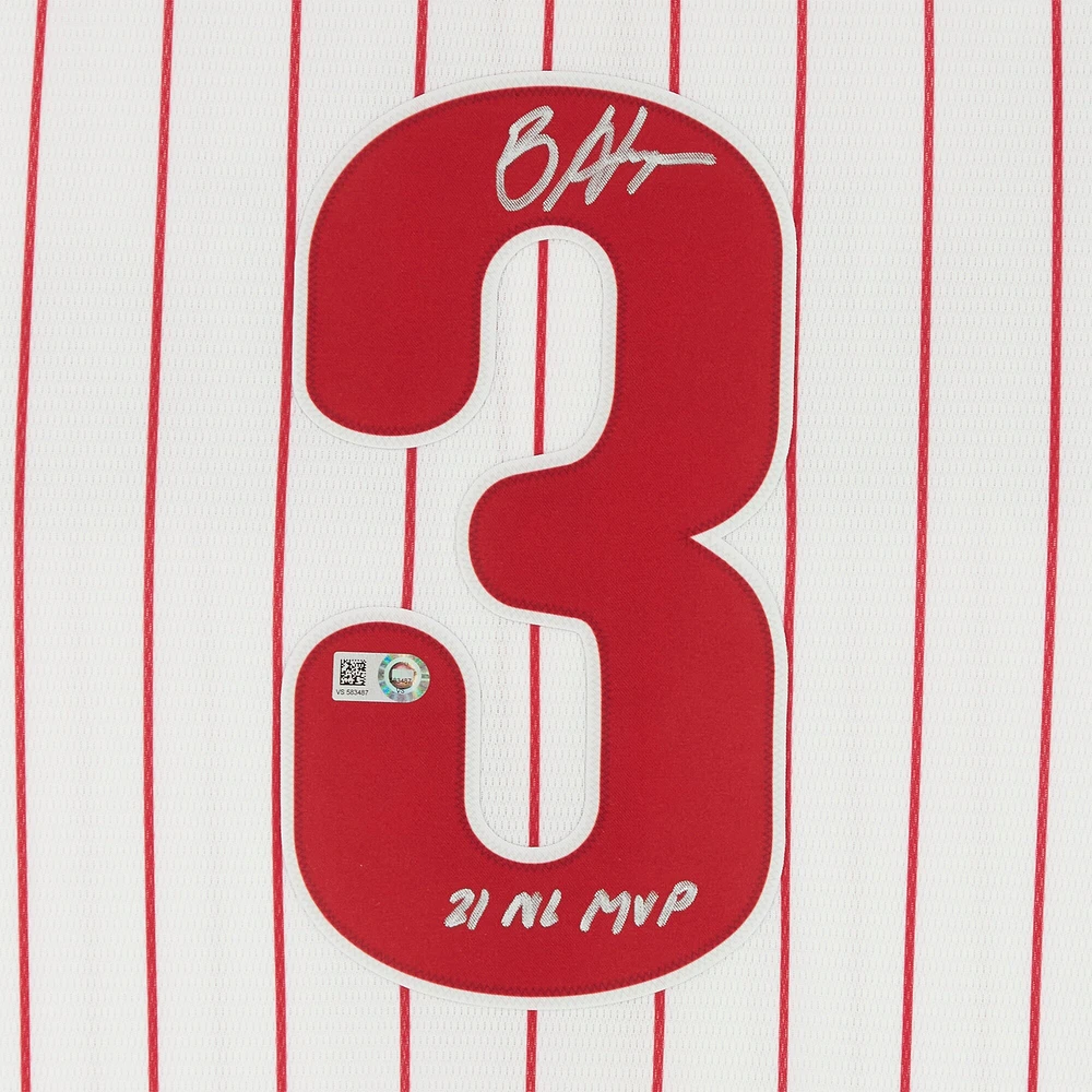 Bryce Harper White Philadelphia Phillies Autographed Nike Replica Jersey with "21 NL MVP" Inscription