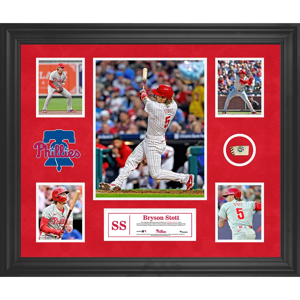Bryson Stott Philadelphia Phillies Framed 5-Photo Collage with a Piece of Game-Used Ball