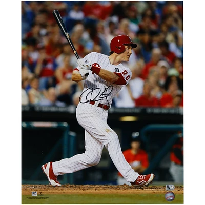 Chase Utley Philadelphia Phillies Autographed 16" x 20" White Swing Photograph