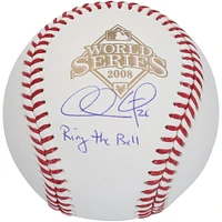 Chase Utley Philadelphia Phillies Autographed 2008 MLB World Series logo Baseball with "Ring the Bell" Inscription