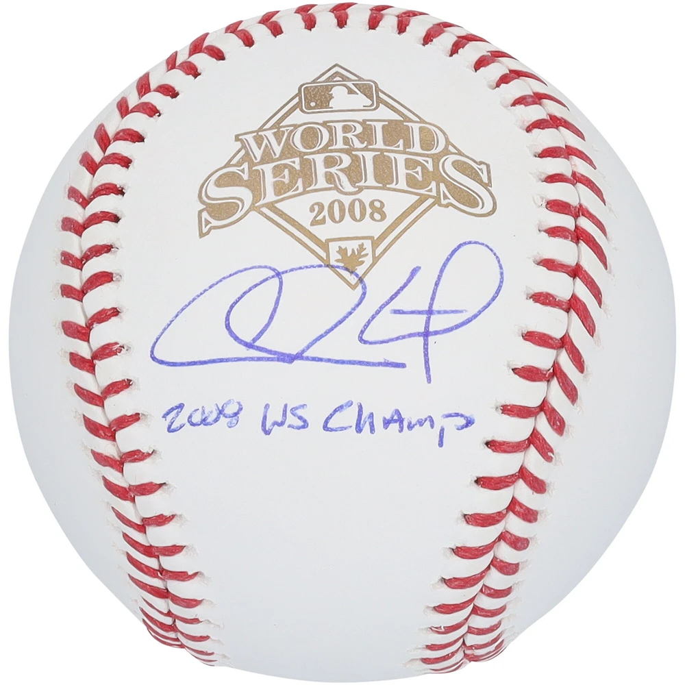 Chase Utley Philadelphia Phillies Autographed 2008 World Series Logo Baseball with "2008 WS Champs" Inscription