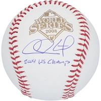 Chase Utley Philadelphia Phillies Autographed 2008 World Series Logo Baseball with "2008 WS Champs" Inscription