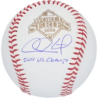 Chase Utley Philadelphia Phillies Autographed 2008 World Series Logo Baseball with "2008 WS Champs" Inscription