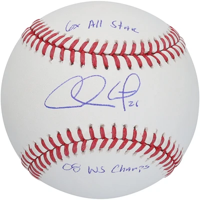 Chase Utley Philadelphia Phillies Autographed Baseball with "6x All Star" & "08 WS Champs" Inscriptions