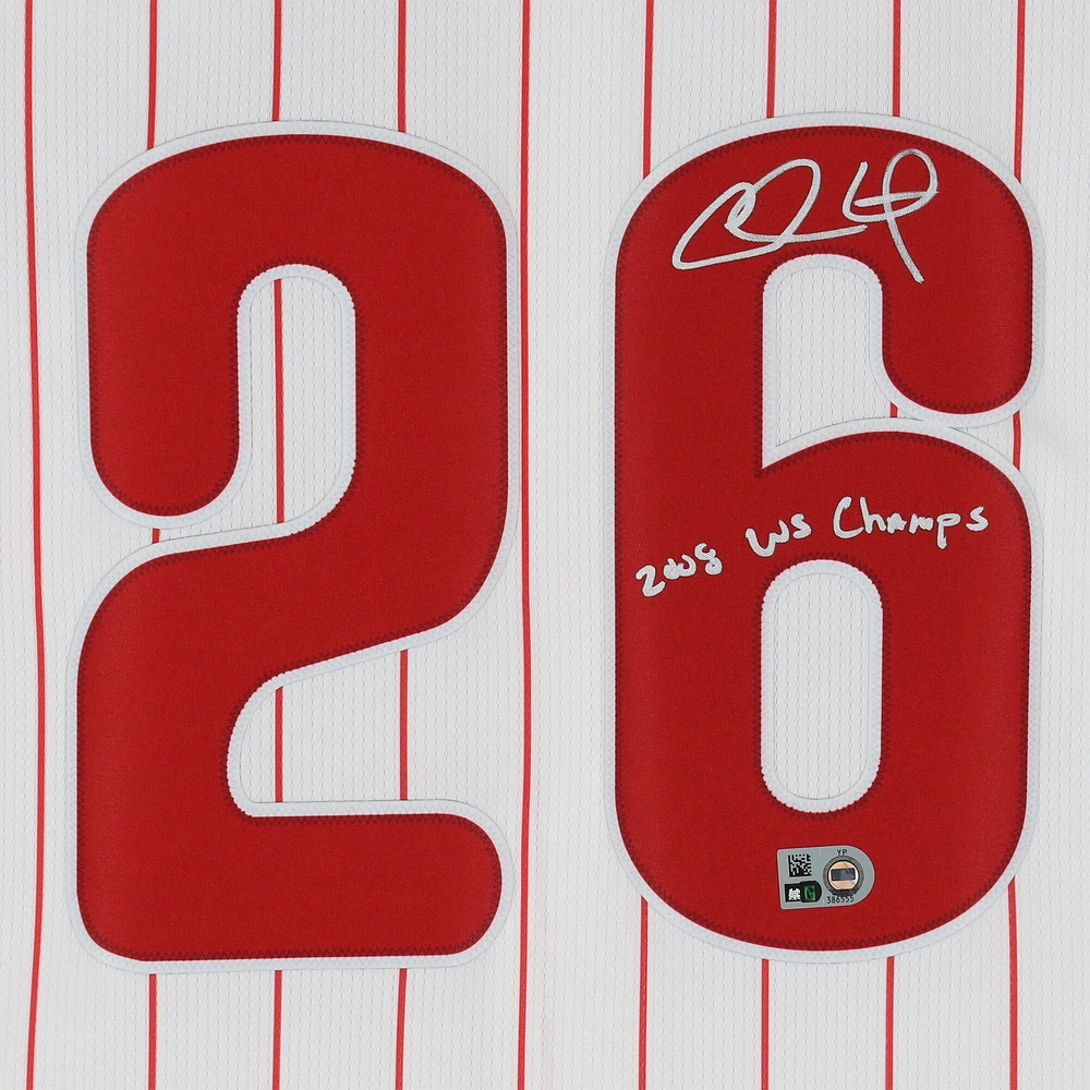 Chase Utley Philadelphia Phillies Autographed White Nike Limited Jersey with "2008 WS Champs" Inscription