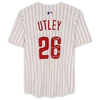 Maillot Nike blanc dédicacé Chase Utley des Phillies de Philadelphie, édition limitée, avec inscriptions « 6x All Star » et « 08 WS Champs »