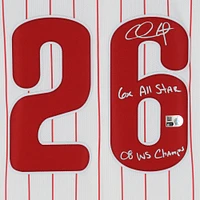 Maillot Nike blanc dédicacé Chase Utley des Phillies de Philadelphie, édition limitée, avec inscriptions « 6x All Star » et « 08 WS Champs »