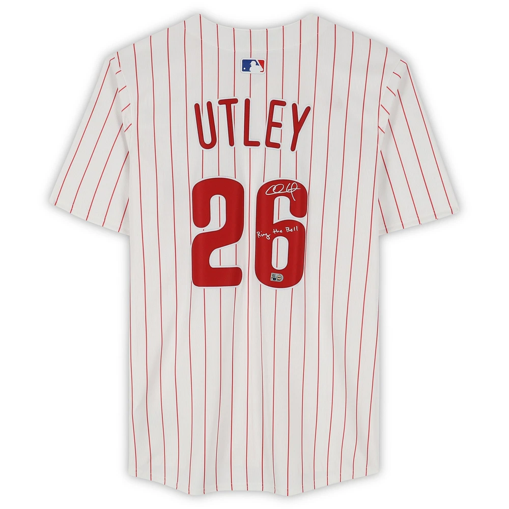 Chase Utley Philadelphia Phillies Autographed White Nike Limited Jersey with "Ring the Bell" Inscription