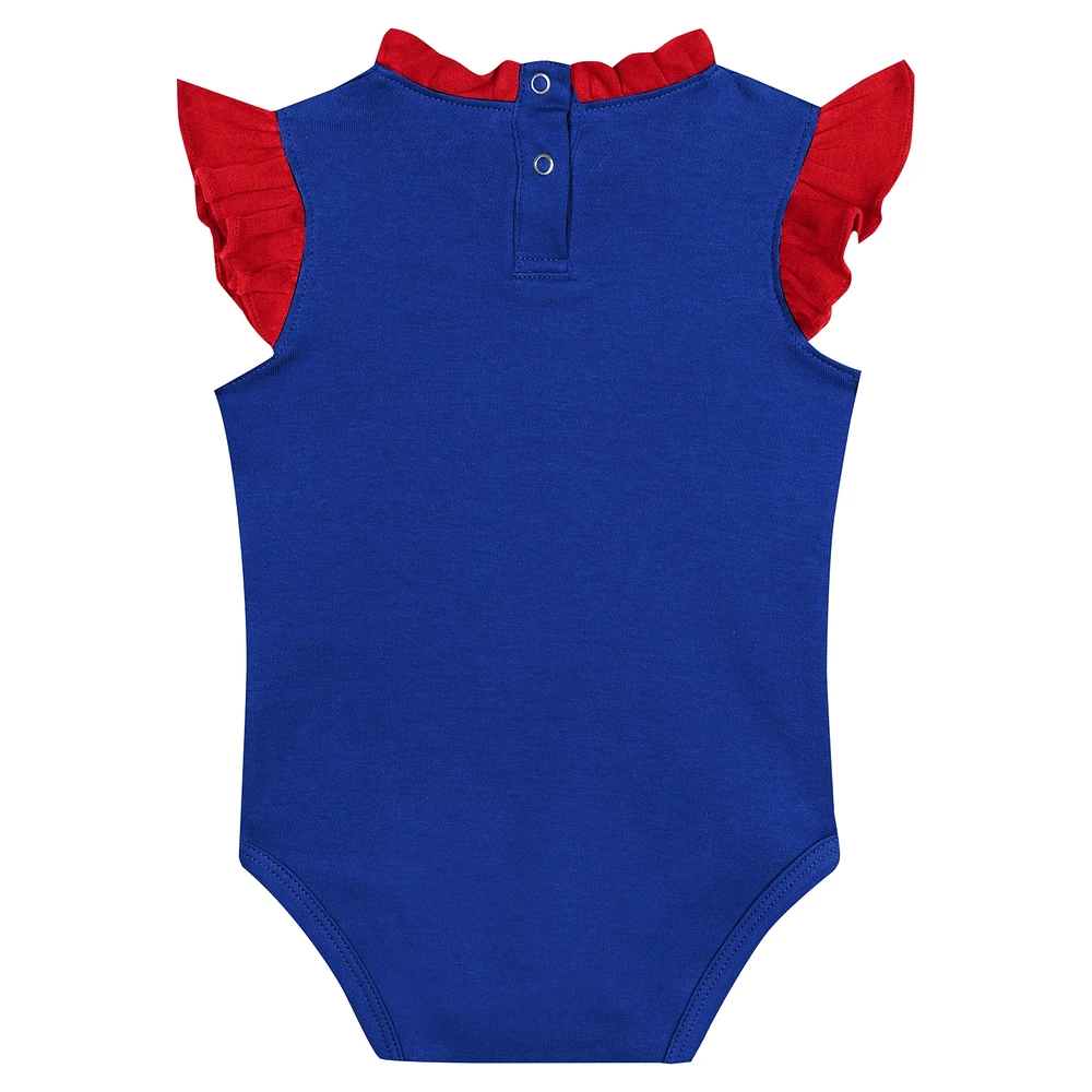 Ensemble body, bavoir et chaussons Fanatics Royal Philadelphia Phillies Happy Baseball pour filles, nouveau-nés nourrissons