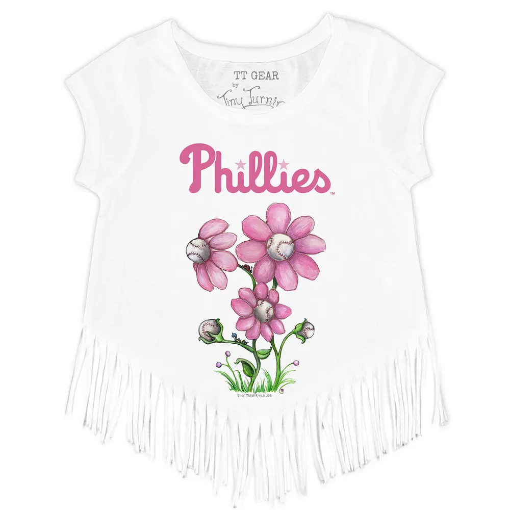 Girls Toddler Tiny Turnip White Philadelphia Phillies Unicorn Fringe T-Shirt Size: 2T