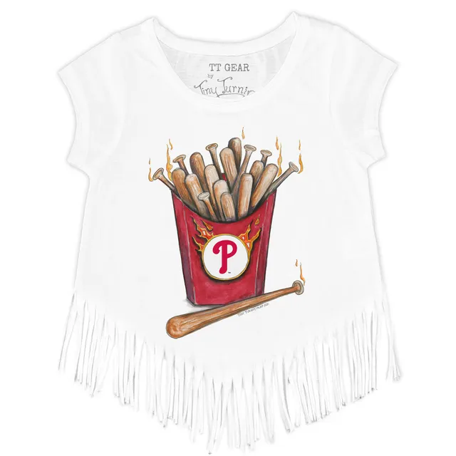 Girls Youth Tiny Turnip White Philadelphia Phillies Babes Fringe T-Shirt Size: Extra Large