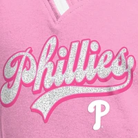 Girls Youth New Era Pink Philadelphia Phillies Mommy & Me Raglan V-Neck T-Shirt