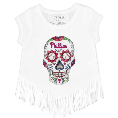 Girls Youth Tiny Turnip White Philadelphia Phillies Unicorn Fringe T-Shirt Size: Medium