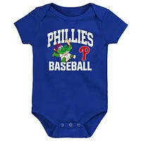 Lot de 3 bodies bleus pour bébé Philadelphia Phillies Batter Up