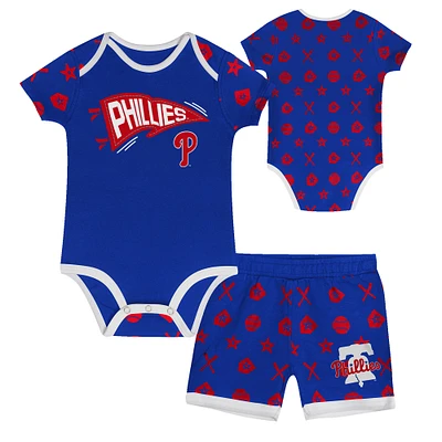 Infant  Blue Philadelphia Phillies On Deck 2-Piece Diaper Cover Set